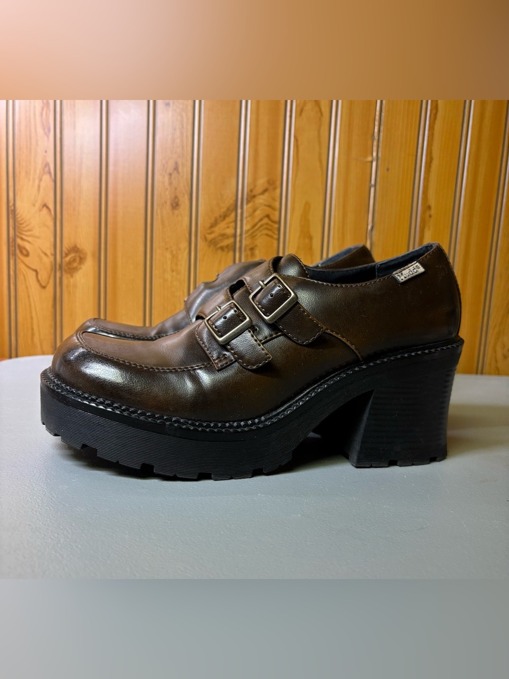 Mudd Dark Brown Double-Buckle Platform Heels